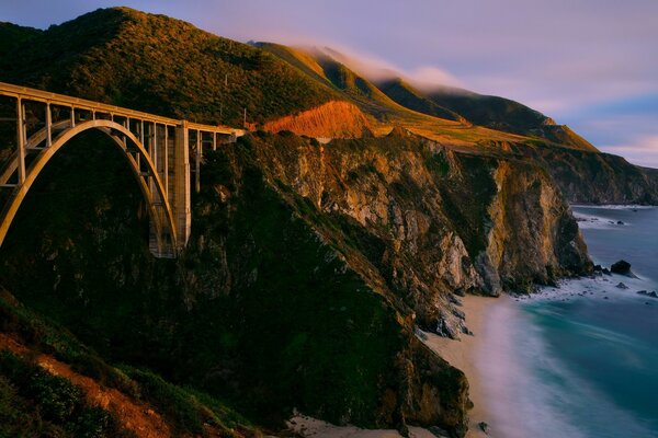 Picturesque mountains on the ocean