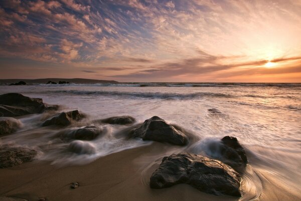 Sea beach at dawn