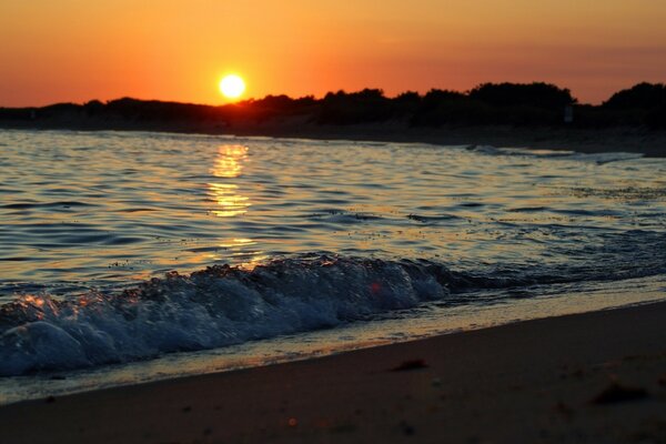 Sea waves on a sandy beach