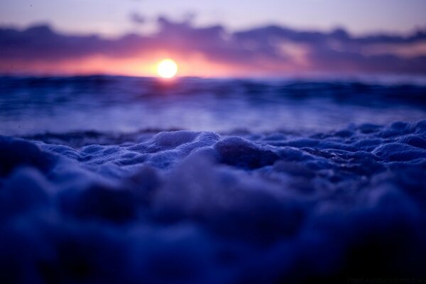 Charming sunset over the deep sea