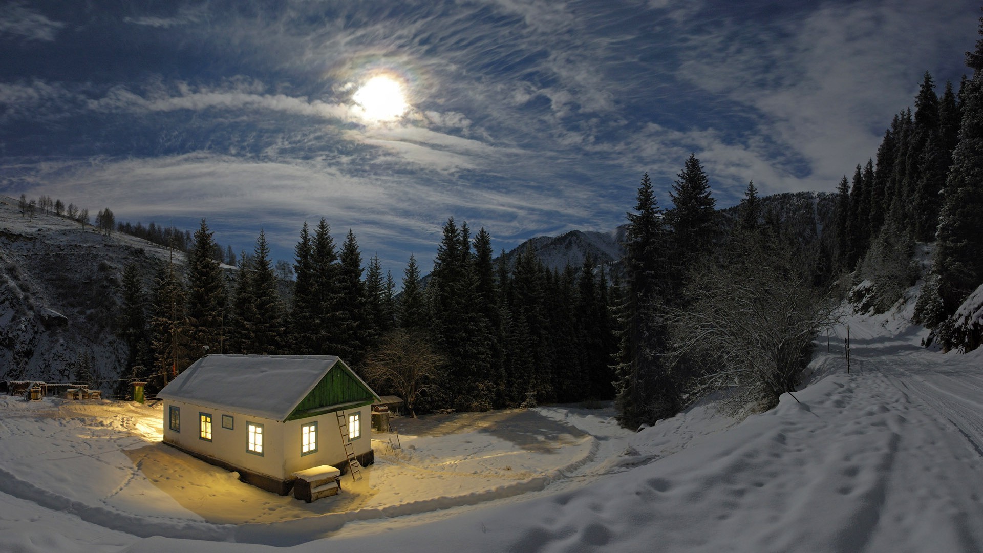 noite crepúsculo da noite crepúsculo da noite neve inverno frio montanhas gelo paisagem natureza congelado viajar madeira ao ar livre madeira amanhecer luz cênica céu evergreen geada pôr do sol