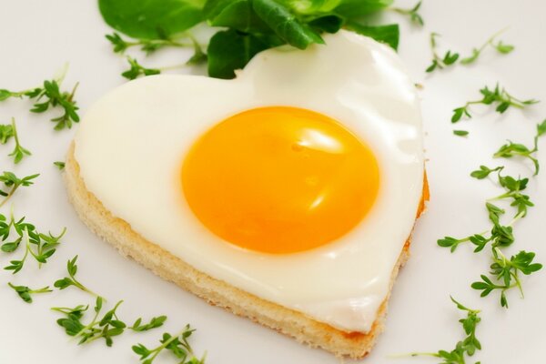 Healthy lifestyle, sandwich with egg in the shape of a heart