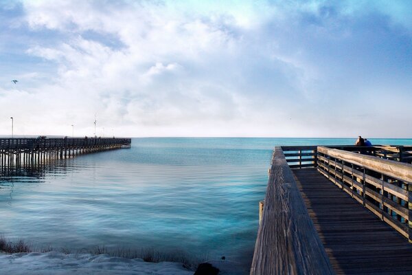 The serenity of the morning blue of the ocean