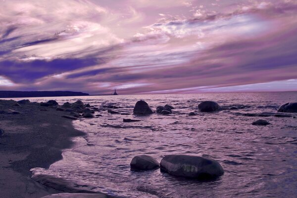 Wild beach. Sky. Sunset. Sea