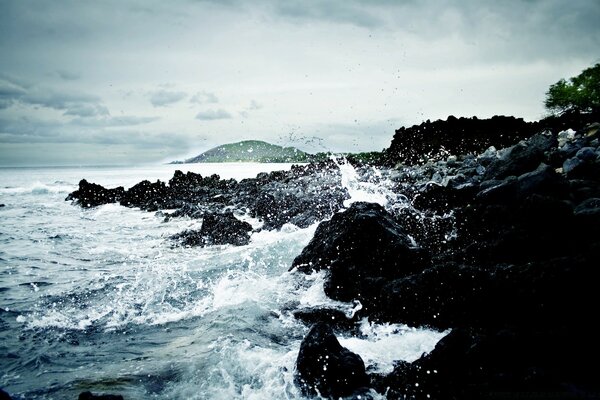 The sea is agitated. Ocean. Water