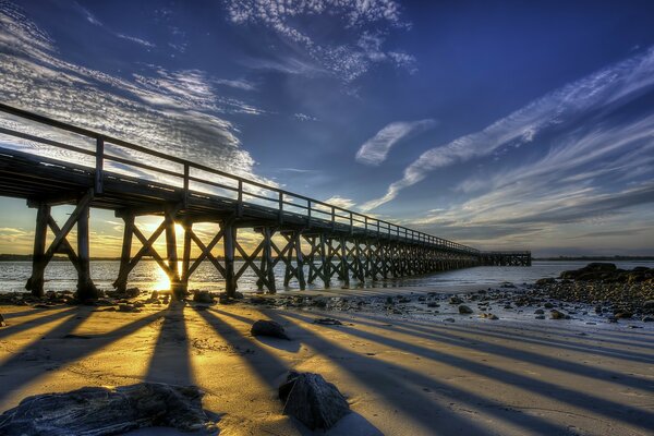 Beautiful sunset on the sea of water