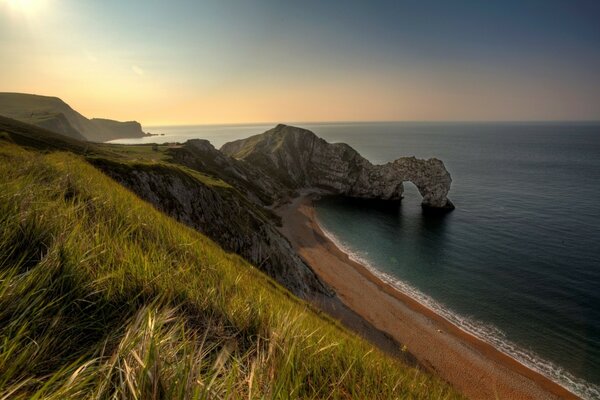 On the edge of a cliff and the sea distance