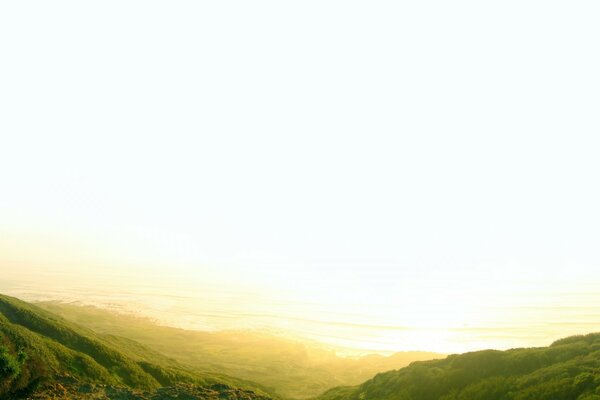 Mountain green valley and sky