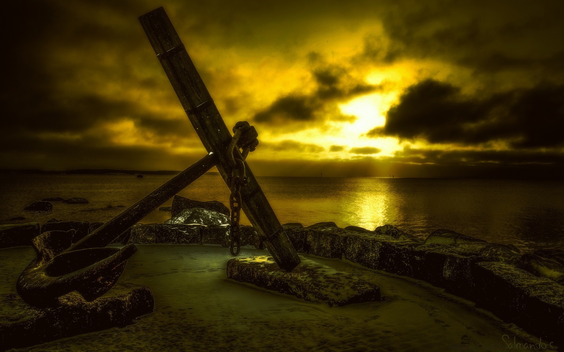 sea and ocean sunset water landscape backlit dawn beach light