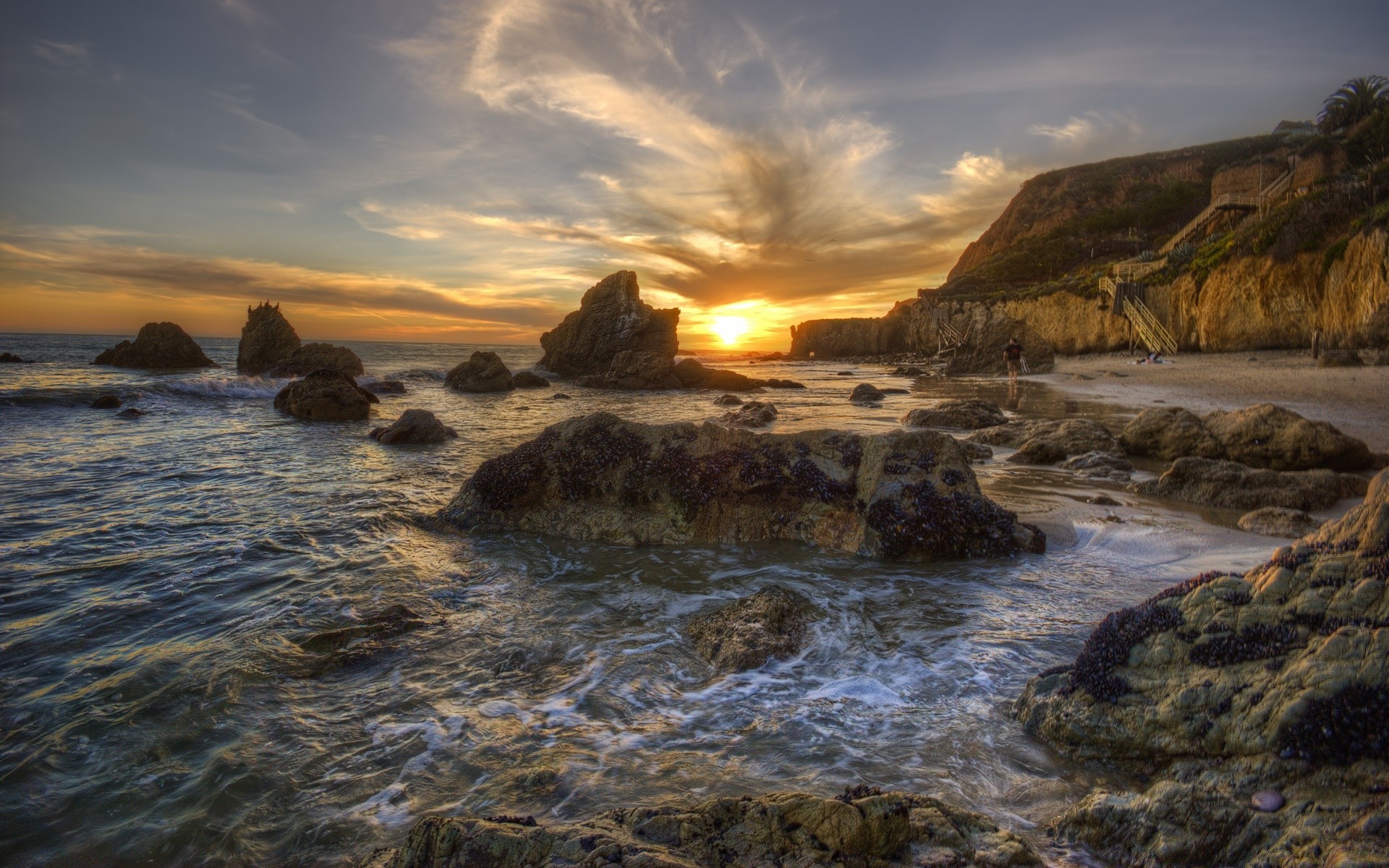 mer et océan eau coucher de soleil paysage soir mer crépuscule voyage rock plage paysage aube mer océan nature ciel rivière à l extérieur