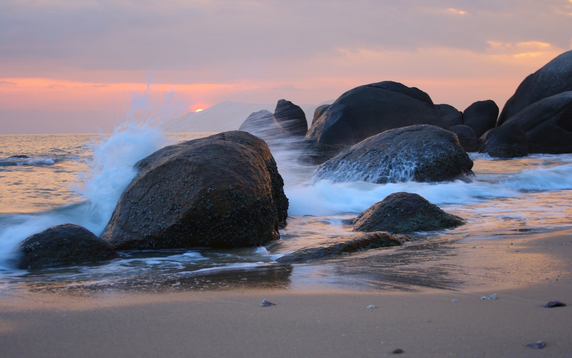 sea and ocean water sunset beach seashore ocean rock dawn sea evening seascape surf dusk landscape