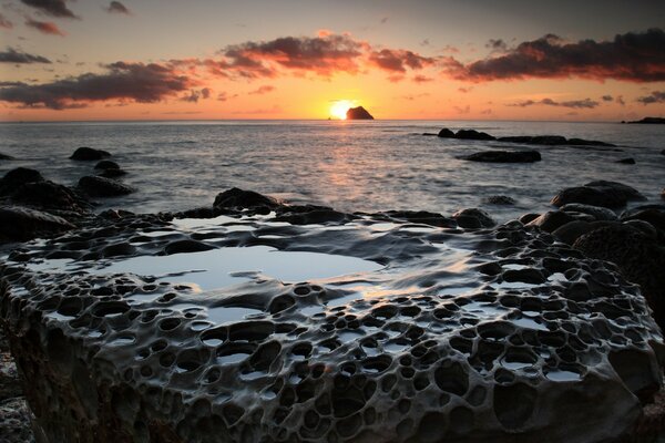 Seascape. Sunset on the sea