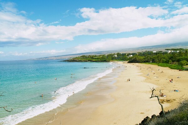 Sand spit with blue sea