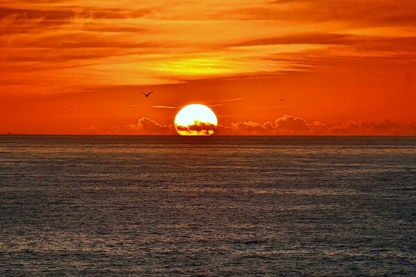 Il tramonto scende sul mare di notte