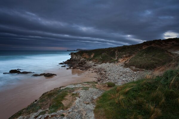 Thick clouds over the sea