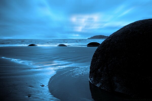 Sea beach with blue boundless sky