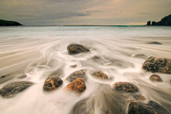 Foggy sea Ocean Rocks Rocks Sky Horizon