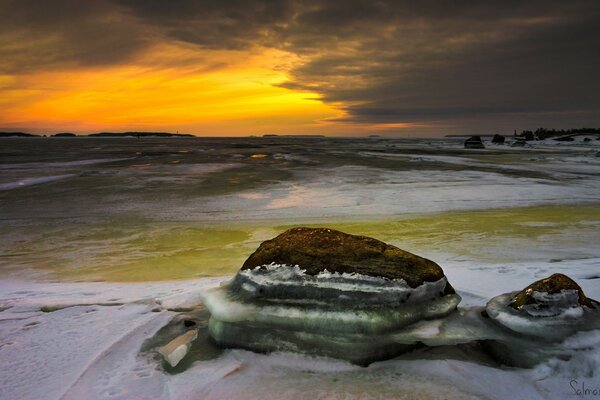 Sunset on the seashore