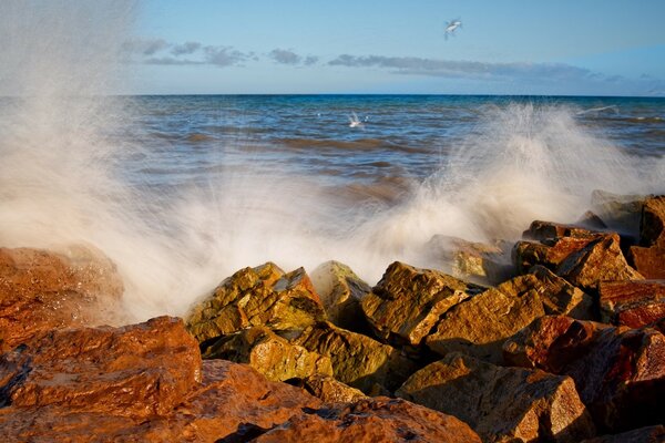 Splashing wave of long exposure