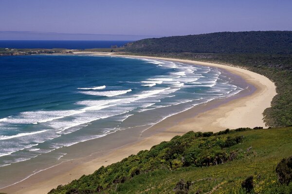 Panorama of the beautiful ocean shore