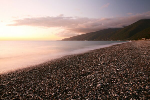 Sunset on the sea beach