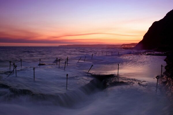 Belo pôr do sol da Costa do mar