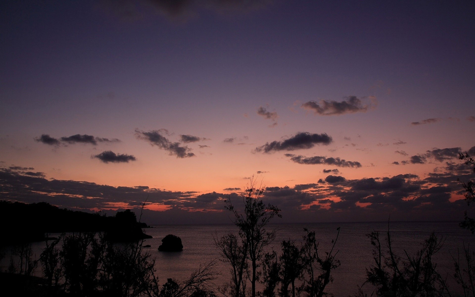 mer et océan coucher de soleil aube soir silhouette crépuscule rétro-éclairé ciel paysage soleil lumière lune eau arbre