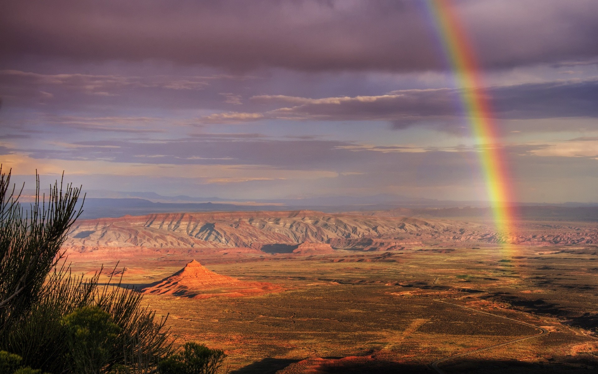 desert sunset landscape dawn sky rainbow travel evening outdoors mountain storm nature scenic