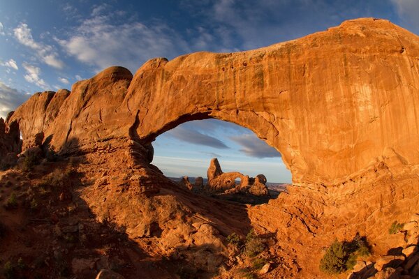 Passage in the mountains against the sky