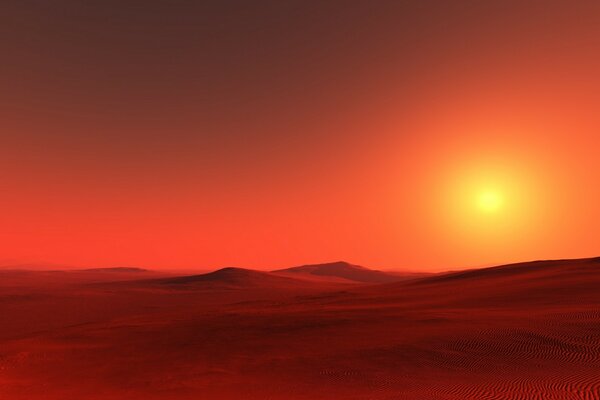 Il tramonto rosso affondò nel deserto