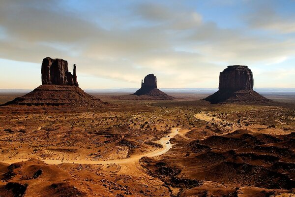 Ancient buildings and sunset in the desert