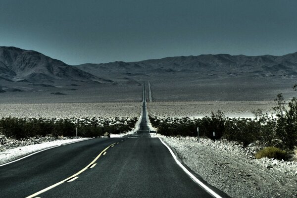 Un camino lejano en medio del desierto