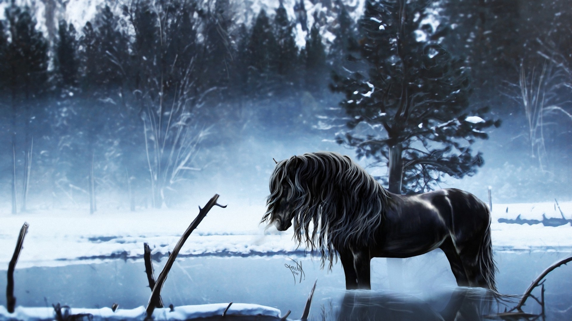 animaux magiques neige hiver froid gel arbre paysage congelé glace eau à l extérieur bois météo un lac