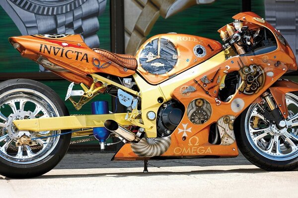 Sports motorcycle in orange color