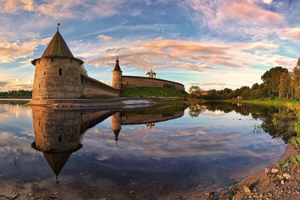 Travel to unusual places. Reflection of the world on the water surface