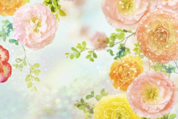 Background of Soft pink flowers for a postcard