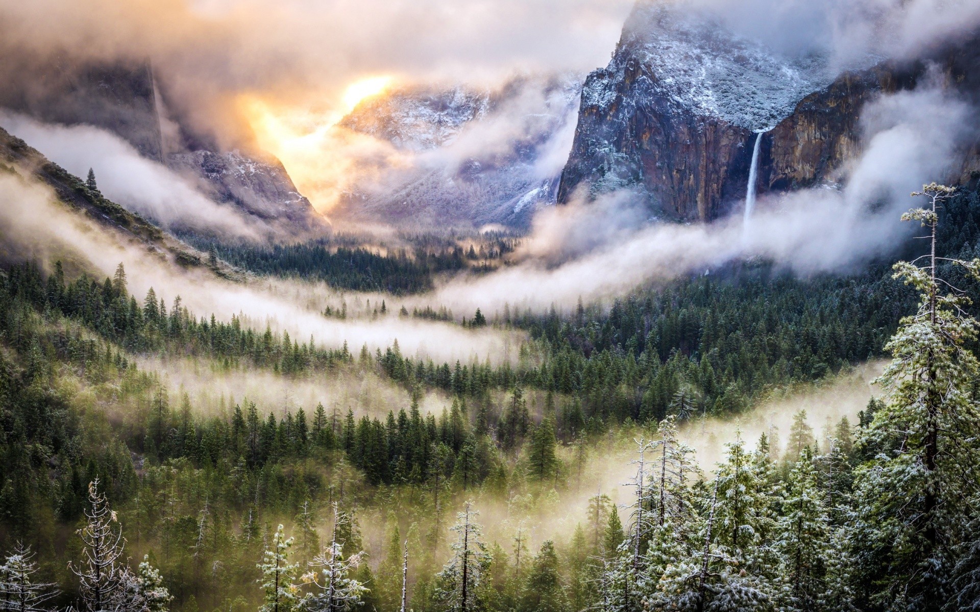 forest landscape nature water travel mountain outdoors wood snow sky scenic lake tree fall river reflection dawn