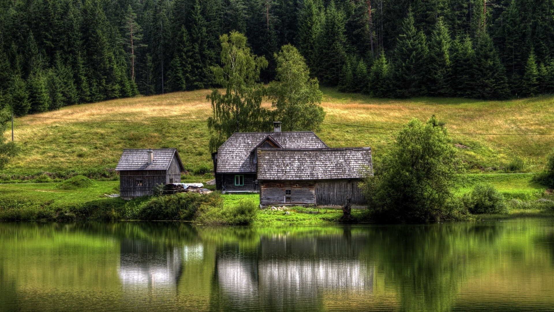 lac eau grange bois maison paysage extérieur herbe arbre bungalow scénique nature été ferme voyage rivière rustique rural maison