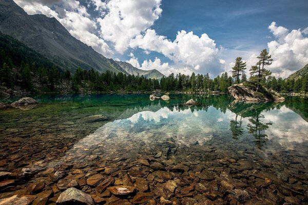 An unusual photo of a beautiful lake