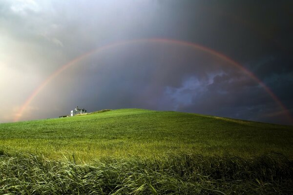 Rainbow landscapes after rain and agriculture