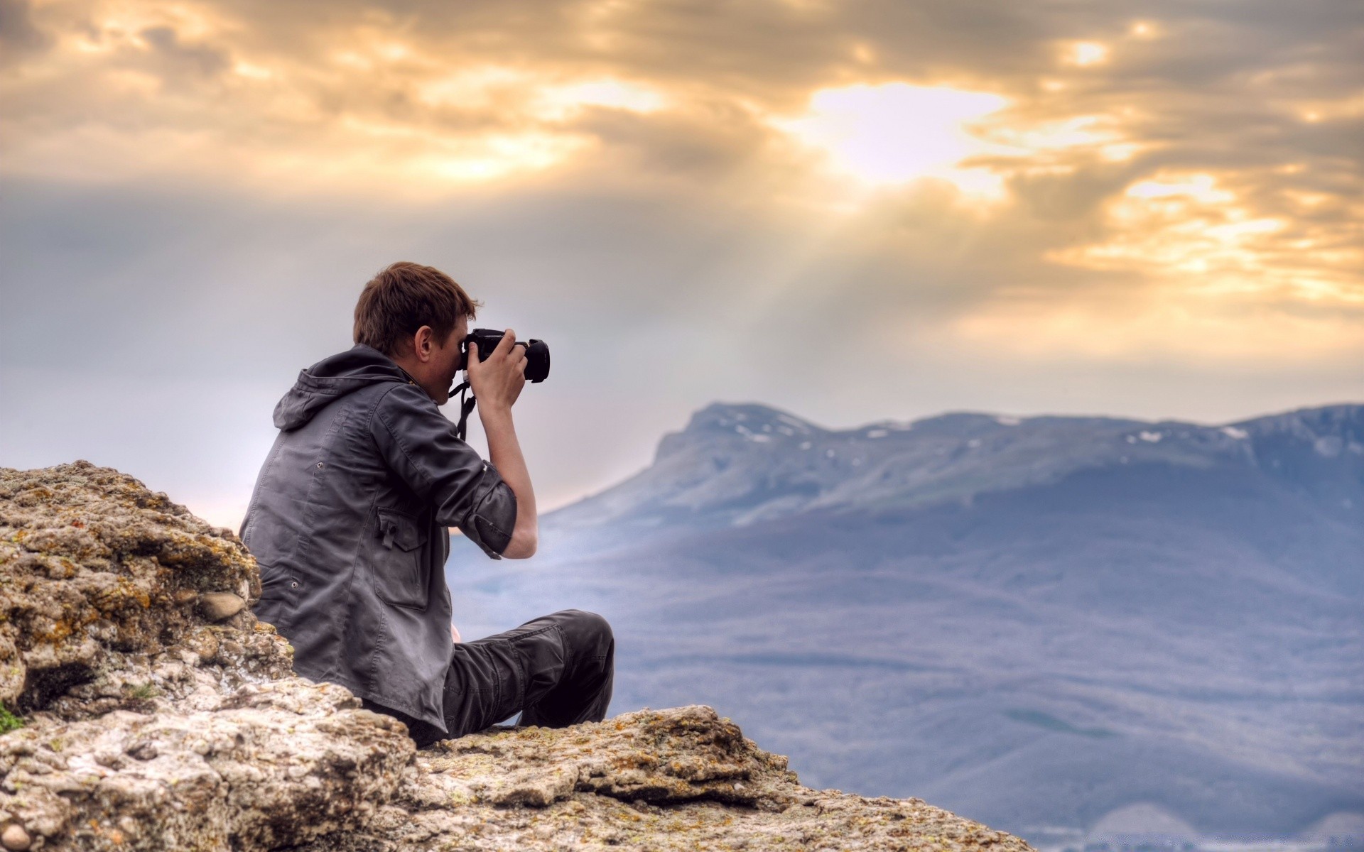 landschaft im freien himmel wandern natur reisen sonnenuntergang mann berge allein urlaub