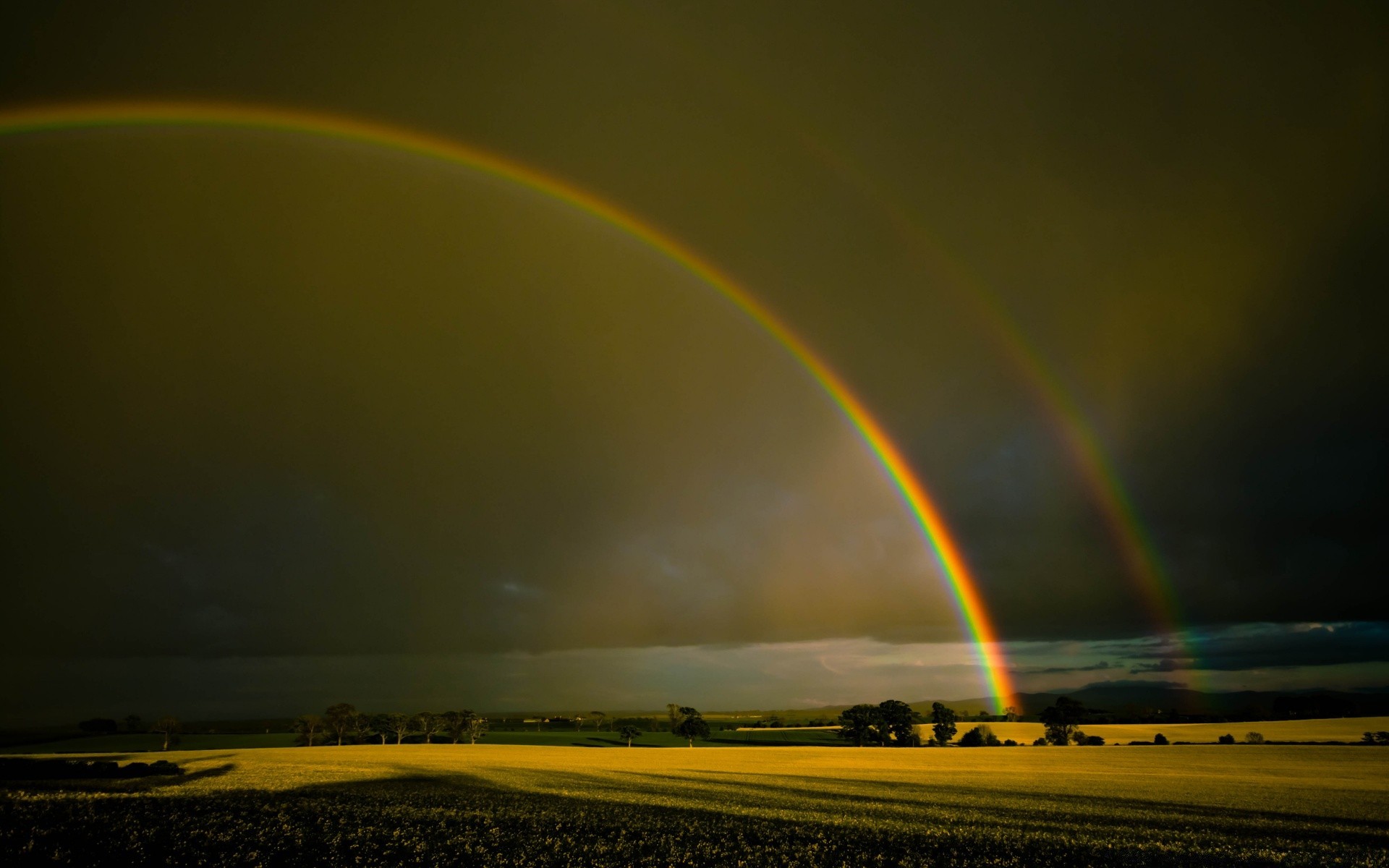 paysage arc-en-ciel paysage tempête pluie couleur lumière météo ciel