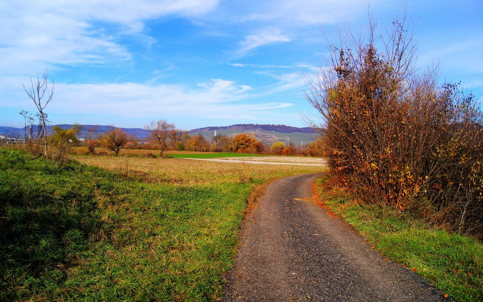 landschaft landschaft straße herbst natur baum gras des ländlichen landschaft führer im freien feld saison land himmel holz blatt heuhaufen landschaftlich