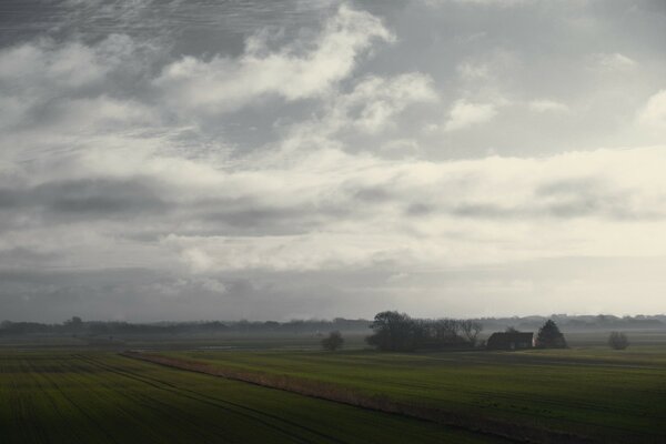 Landscape of the rural sky over the field