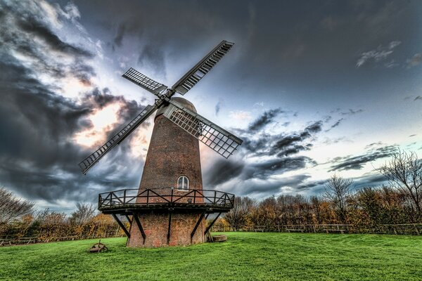 Windmill on a beautiful landscape