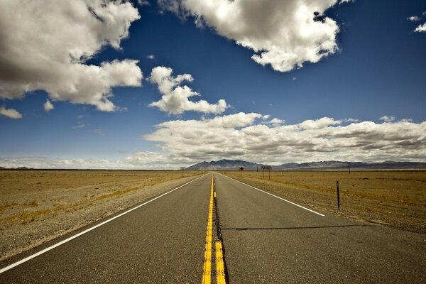 Highway road with blue sky