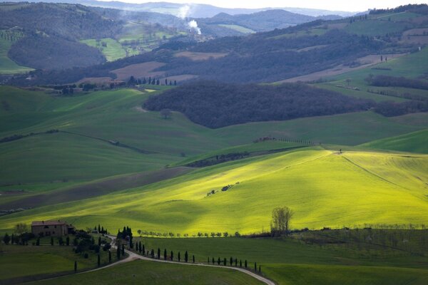 Una radura inondata di sole tra i Mogu delle loro montagne scure