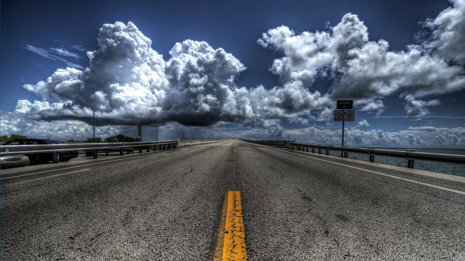 landscapes road asphalt highway street transportation system guidance sky storm travel expressway landscape traffic car drive long cloud