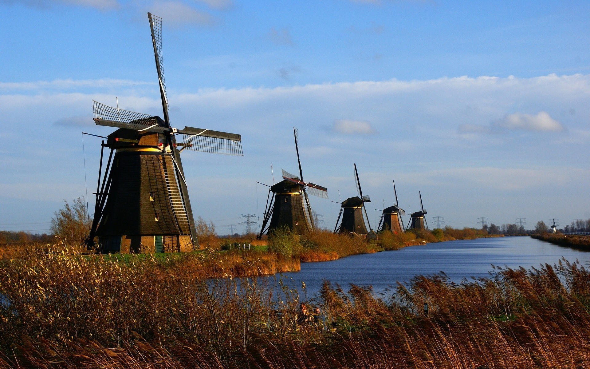 Windmills Reflected, Kinderdijk, Netherlands загрузить