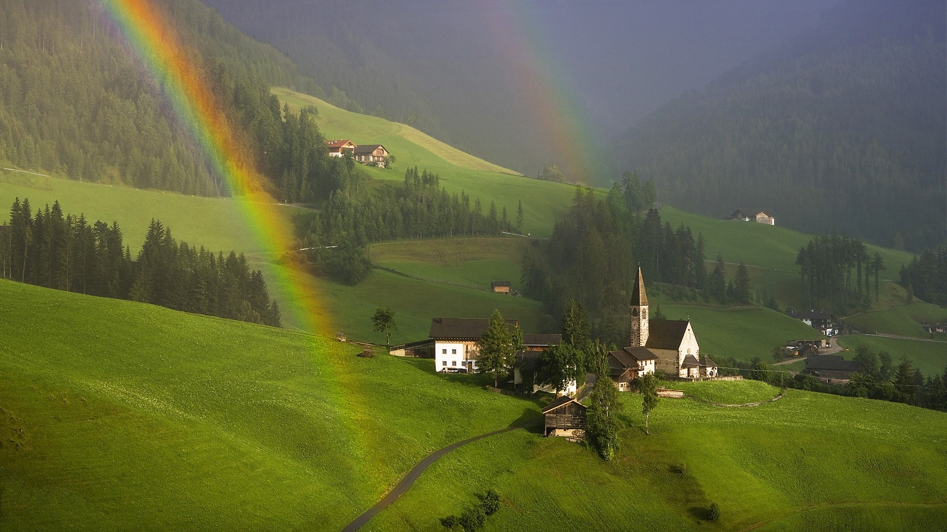 landscapes rainbow landscape tree travel scenic outdoors valley grass mountain nature hill sky agriculture